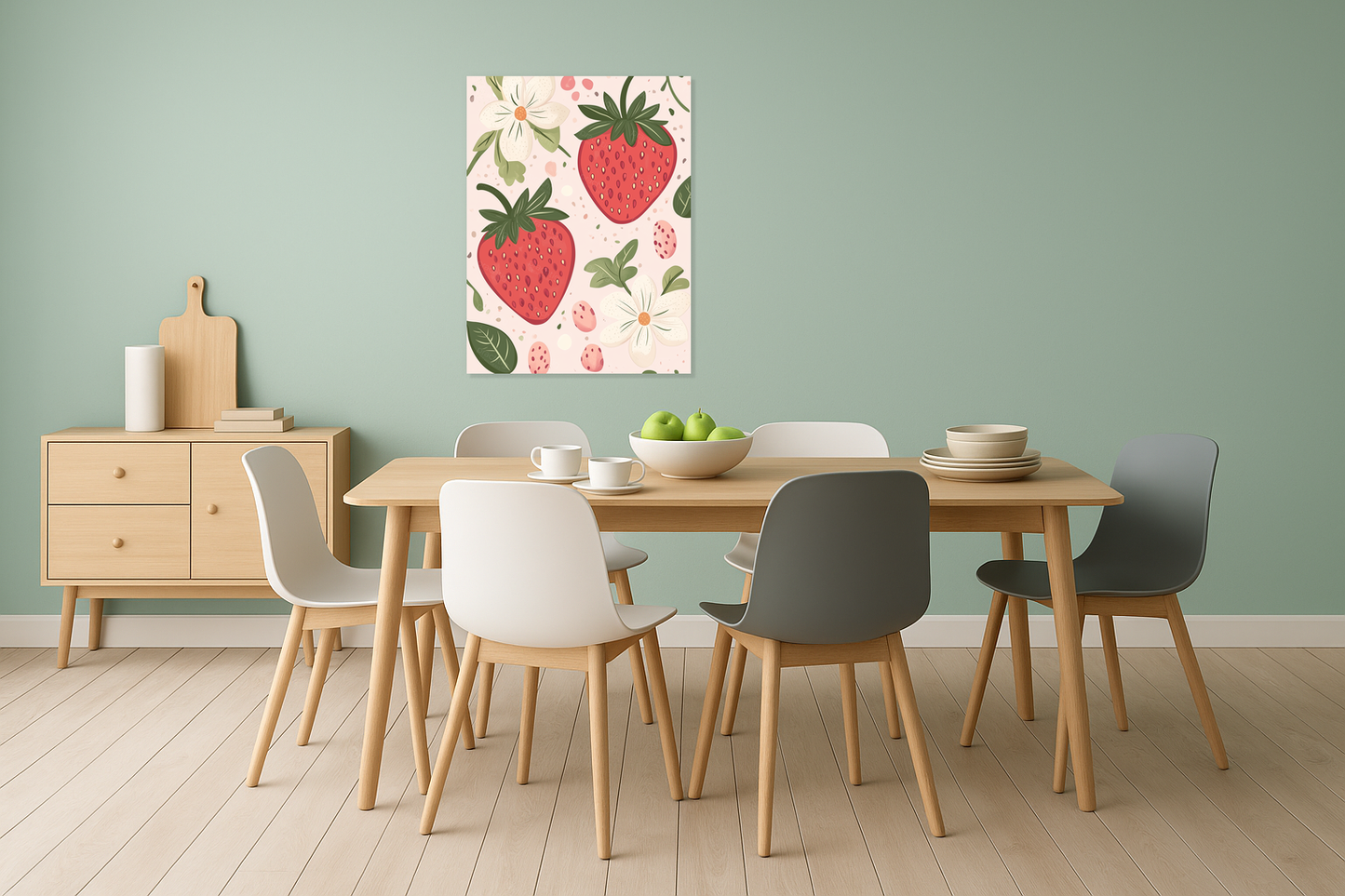 Aardbeien en Bloemen Speelse Compositie