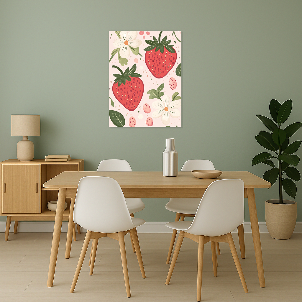 Aardbeien en Bloemen Speelse Compositie