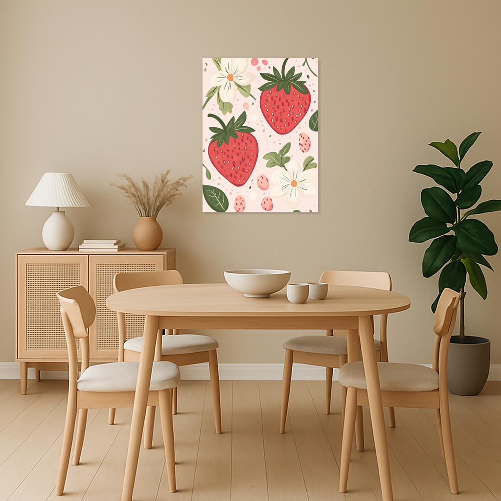 Aardbeien en Bloemen Speelse Compositie