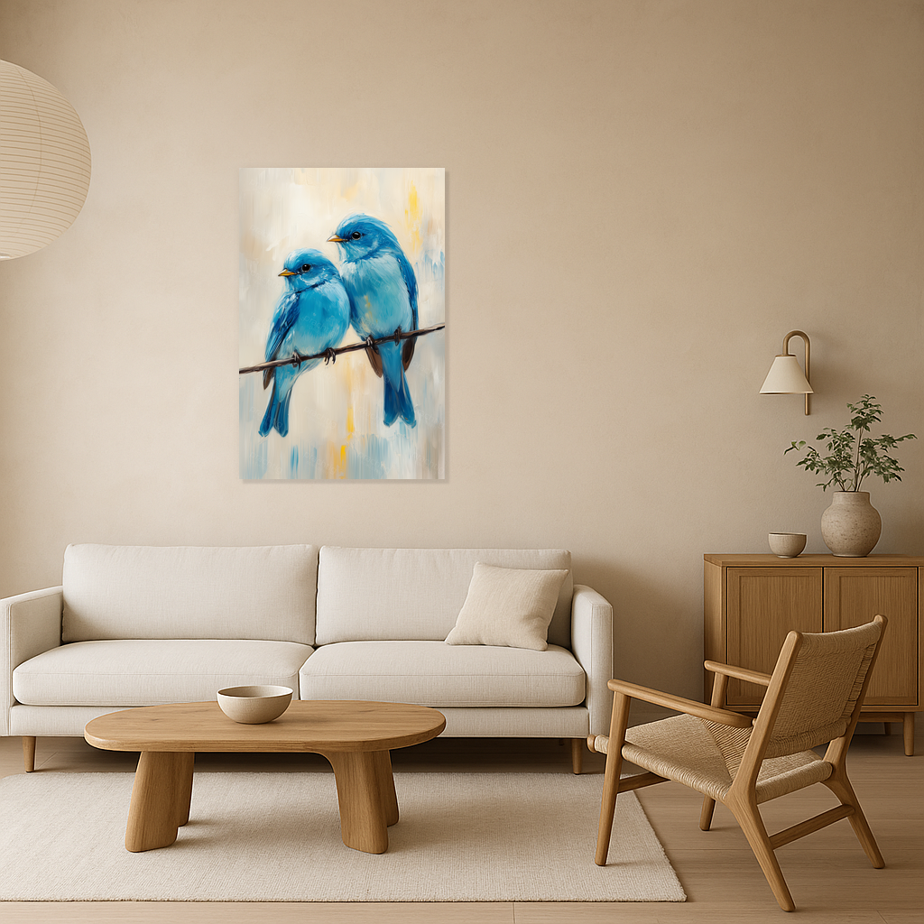 Blauwe vogeltjes op tak
