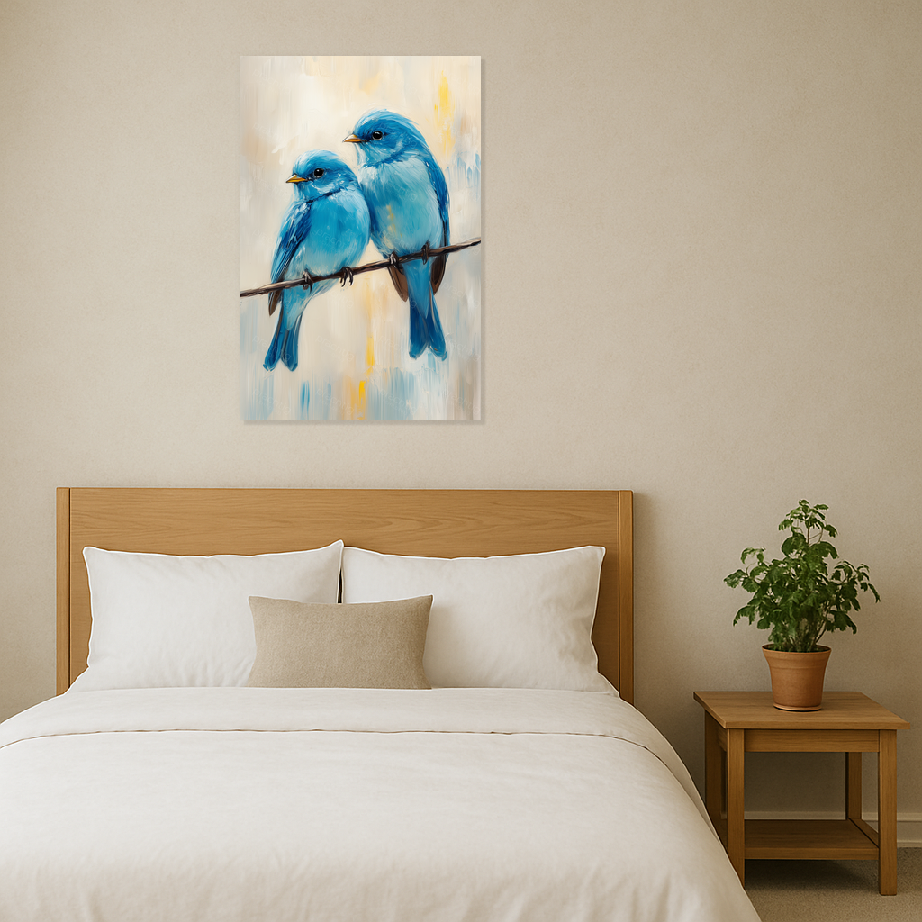 Blauwe vogeltjes op tak