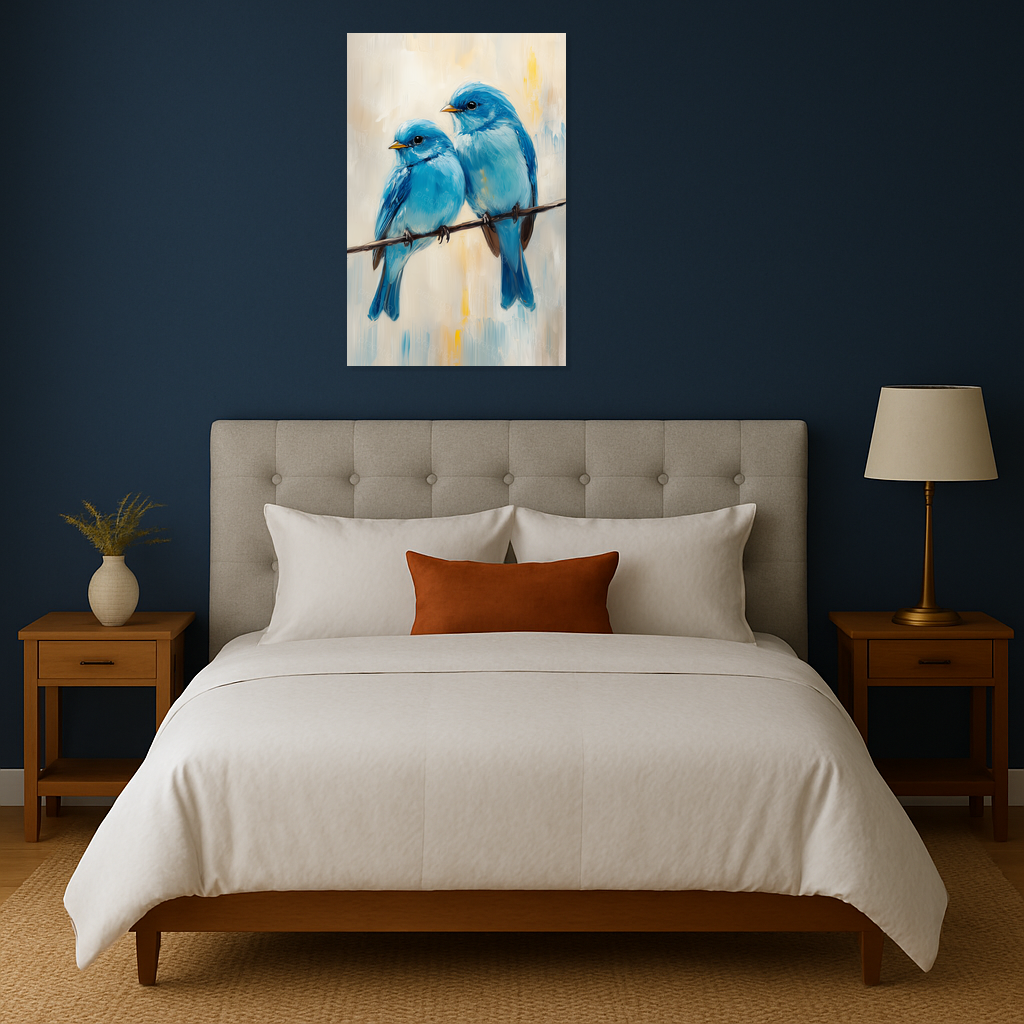 Blauwe vogeltjes op tak