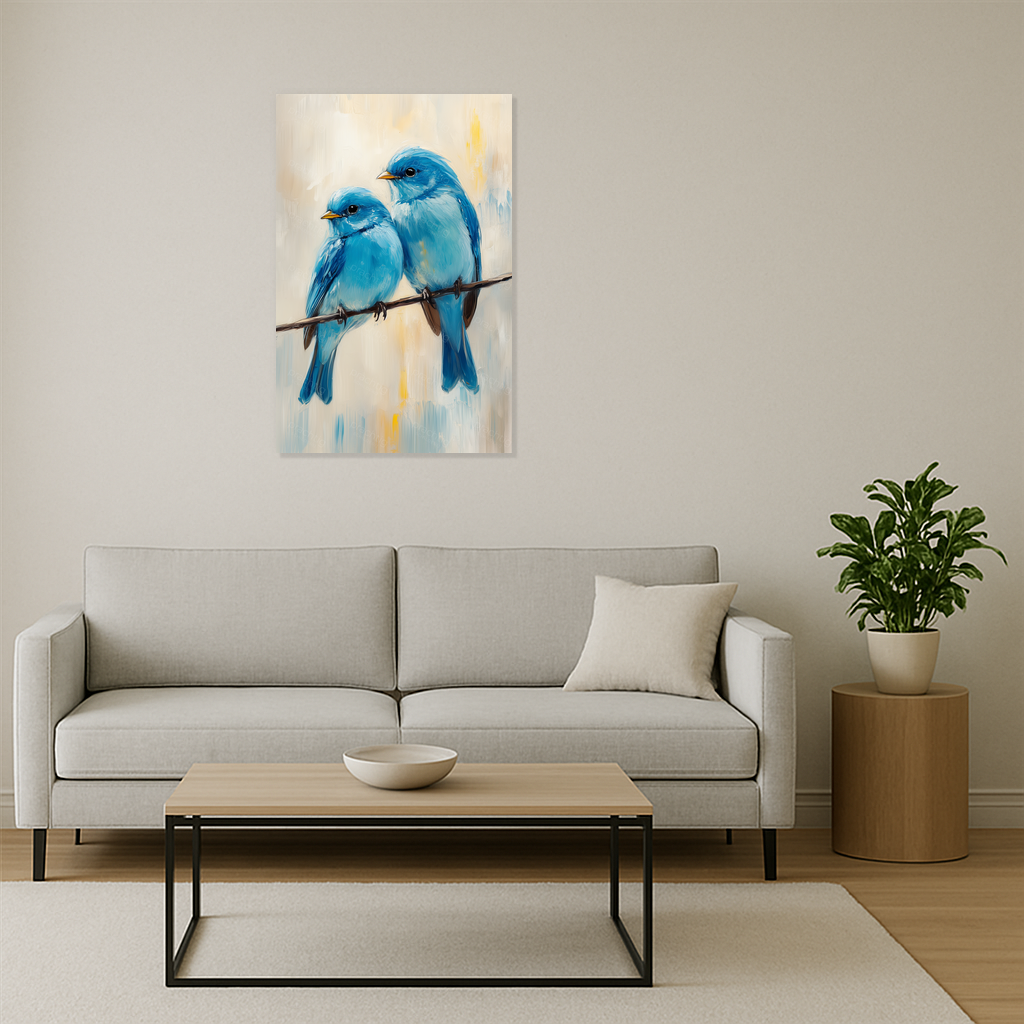Blauwe vogeltjes op tak