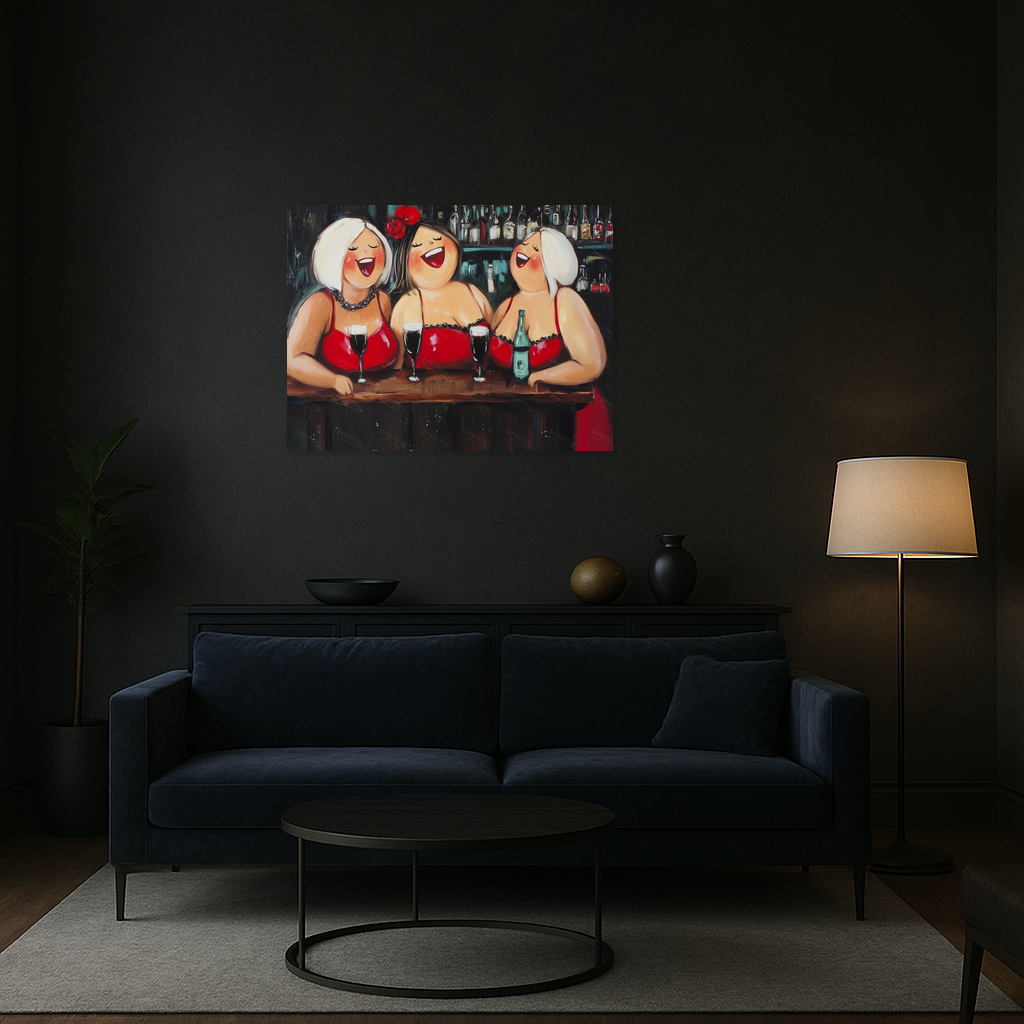 Dames in Rood aan de Bar