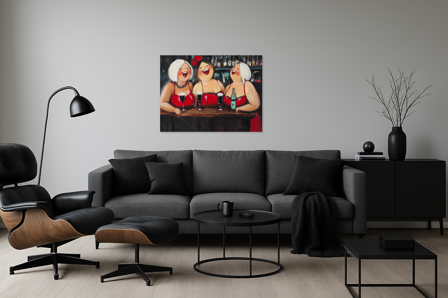 Dames in Rood aan de Bar