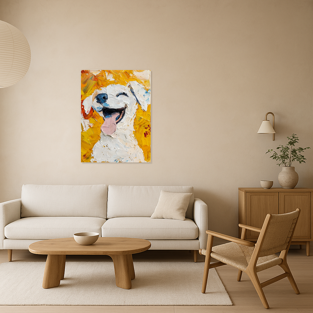 Blije Hond in Dikke Verf
