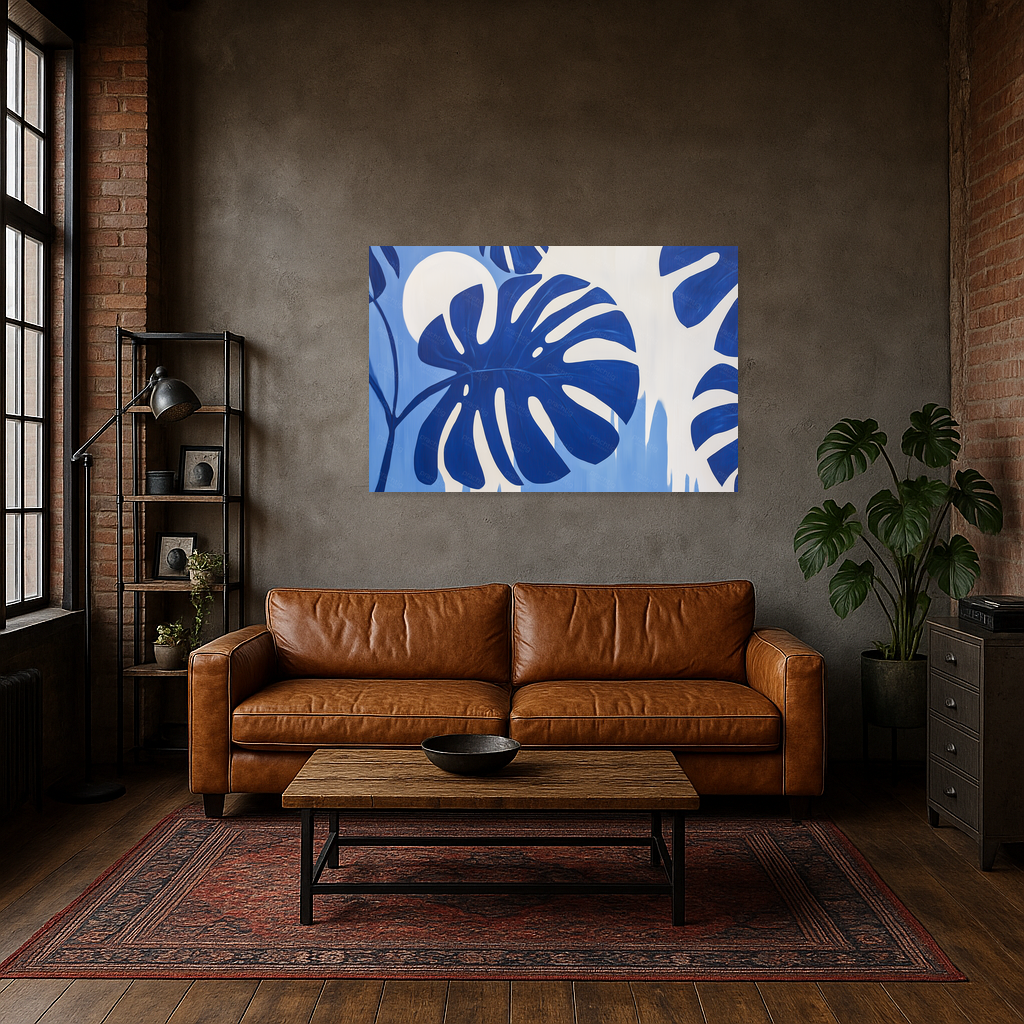 Blauwe bladeren in maanlicht