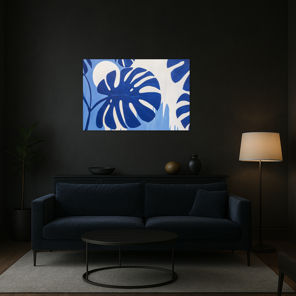 Blauwe bladeren in maanlicht