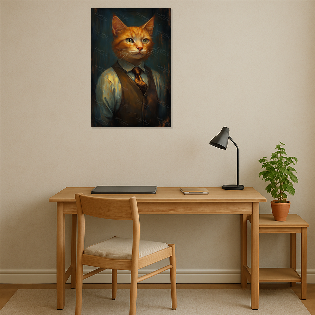 Chique kat in kostuum