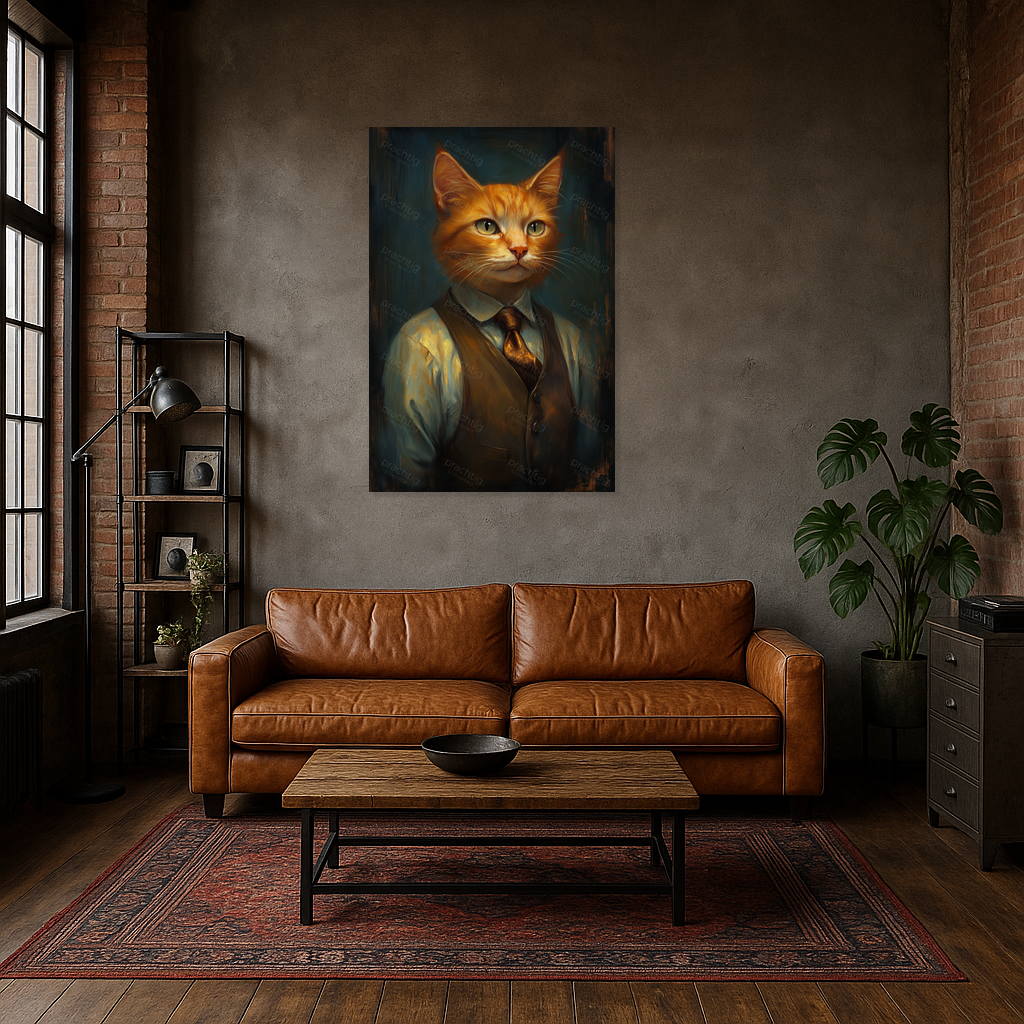Chique kat in kostuum