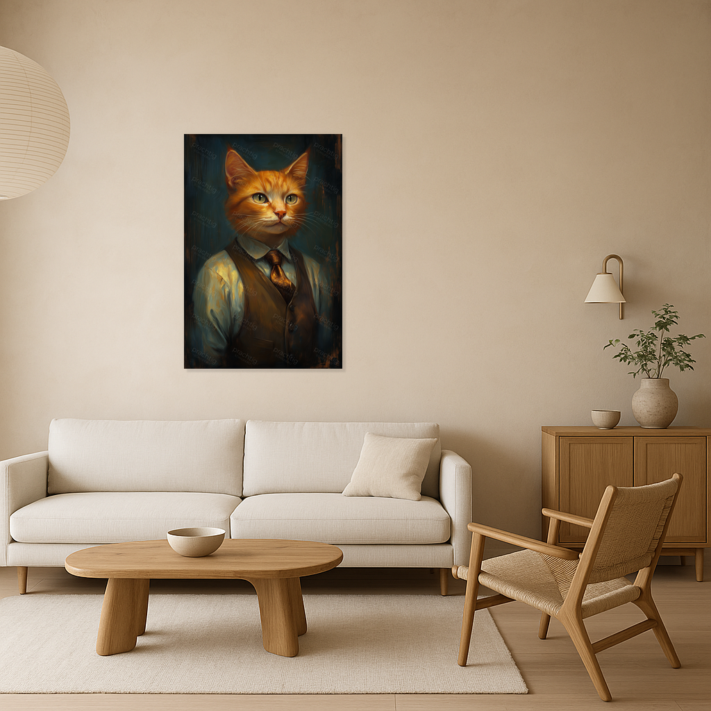 Chique kat in kostuum