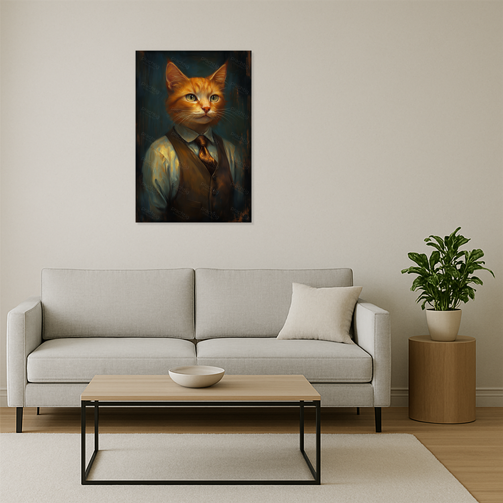 Chique kat in kostuum