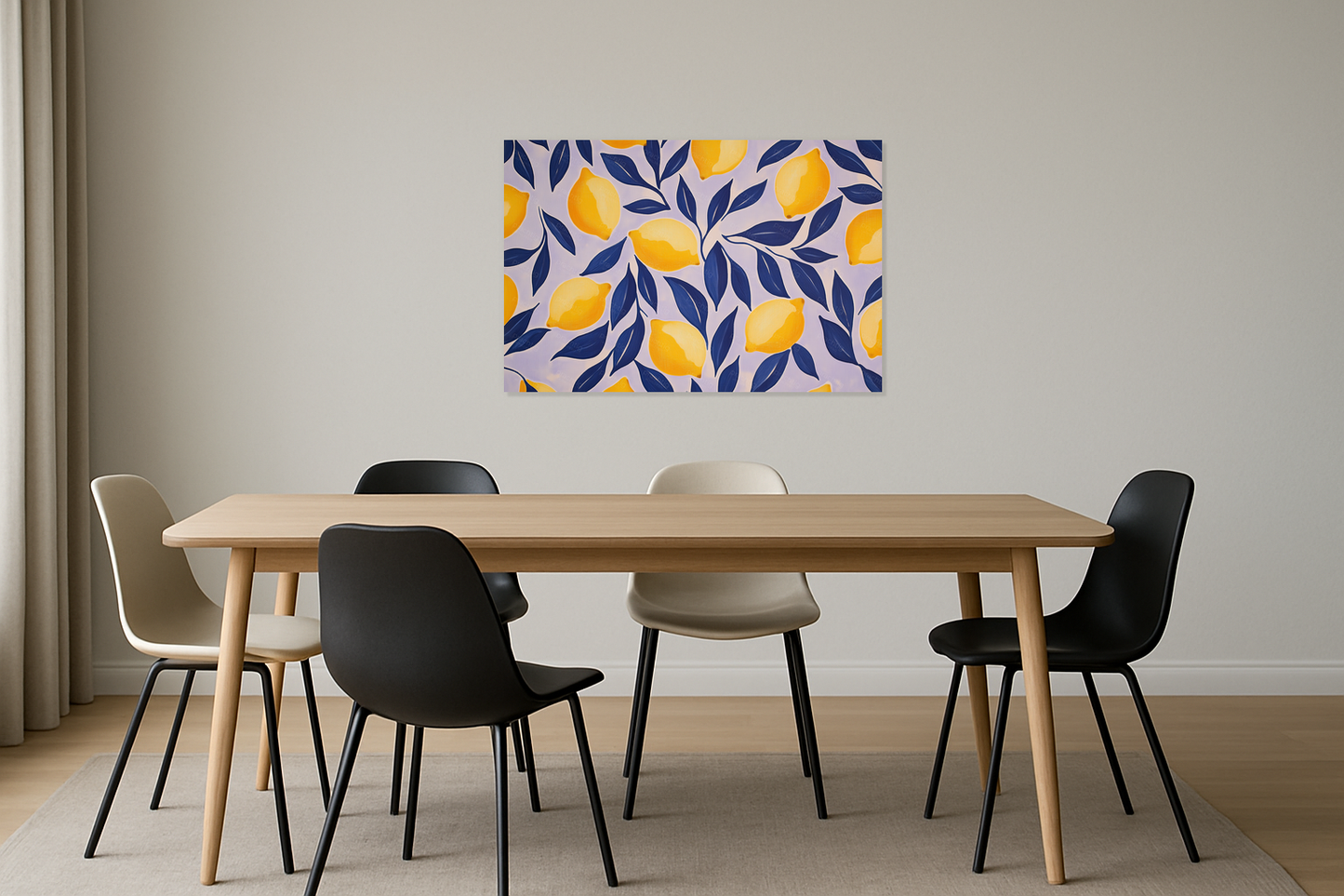 Citroenen en blauwe bladeren patroon