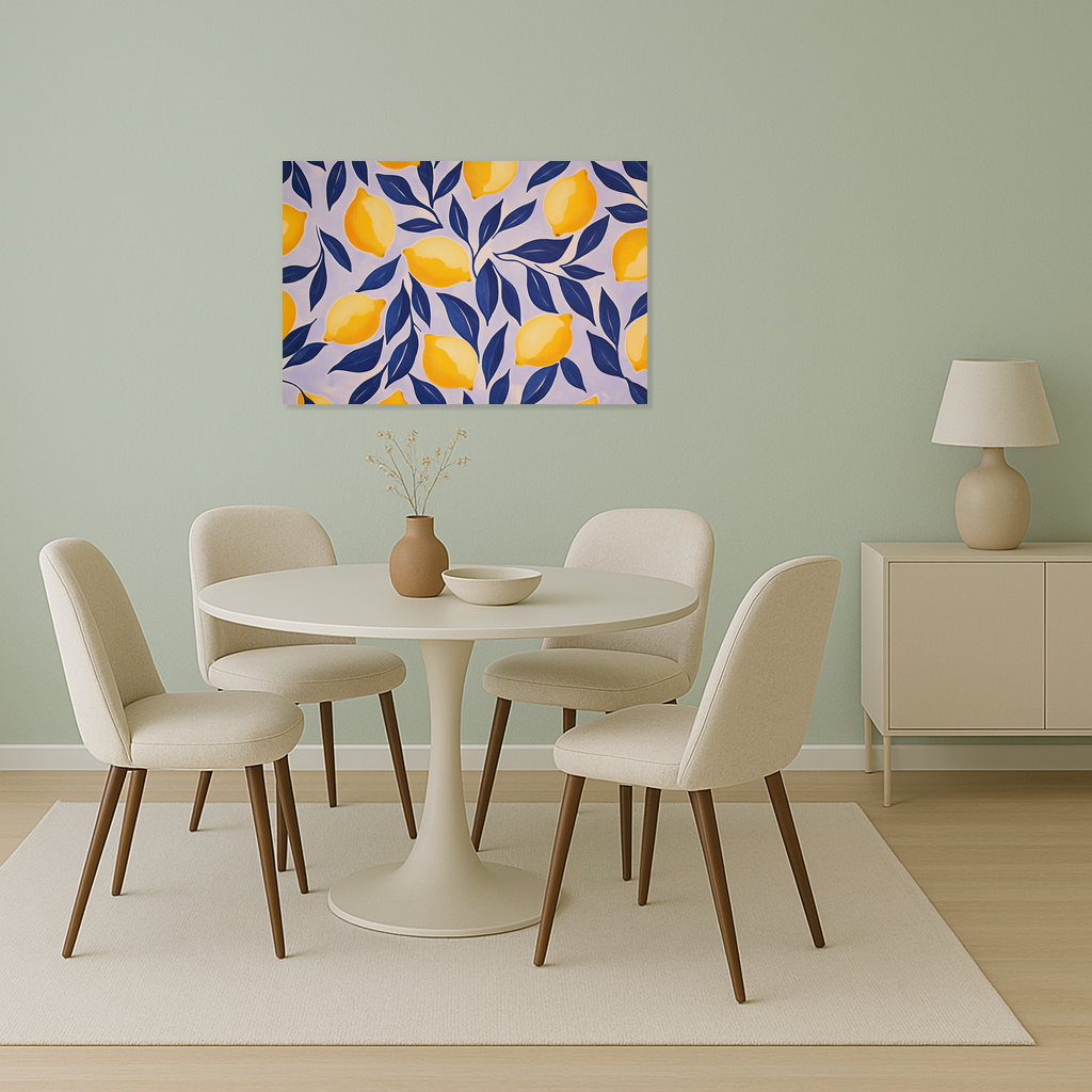 Citroenen en blauwe bladeren patroon