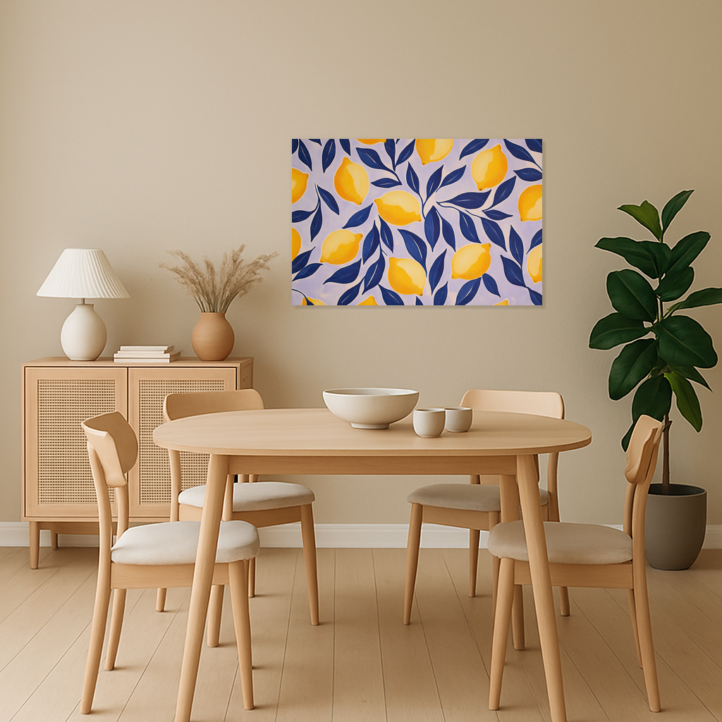 Citroenen en blauwe bladeren patroon