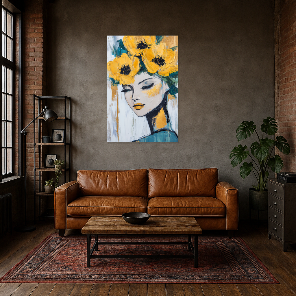 Dame met Gele Bloemenkroon