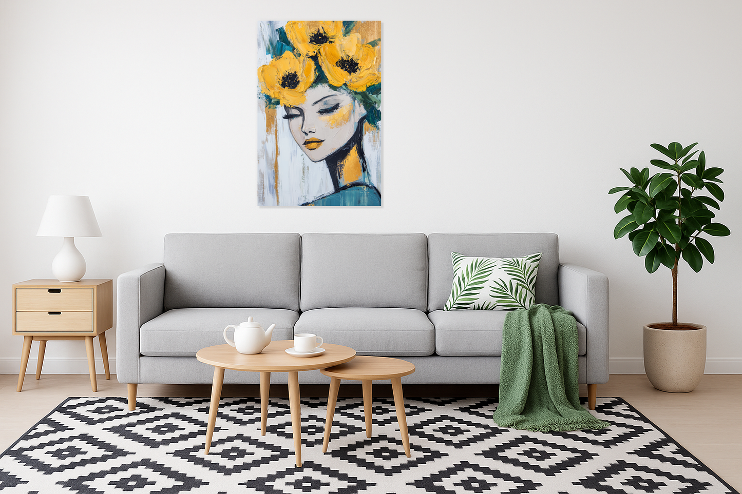 Dame met Gele Bloemenkroon