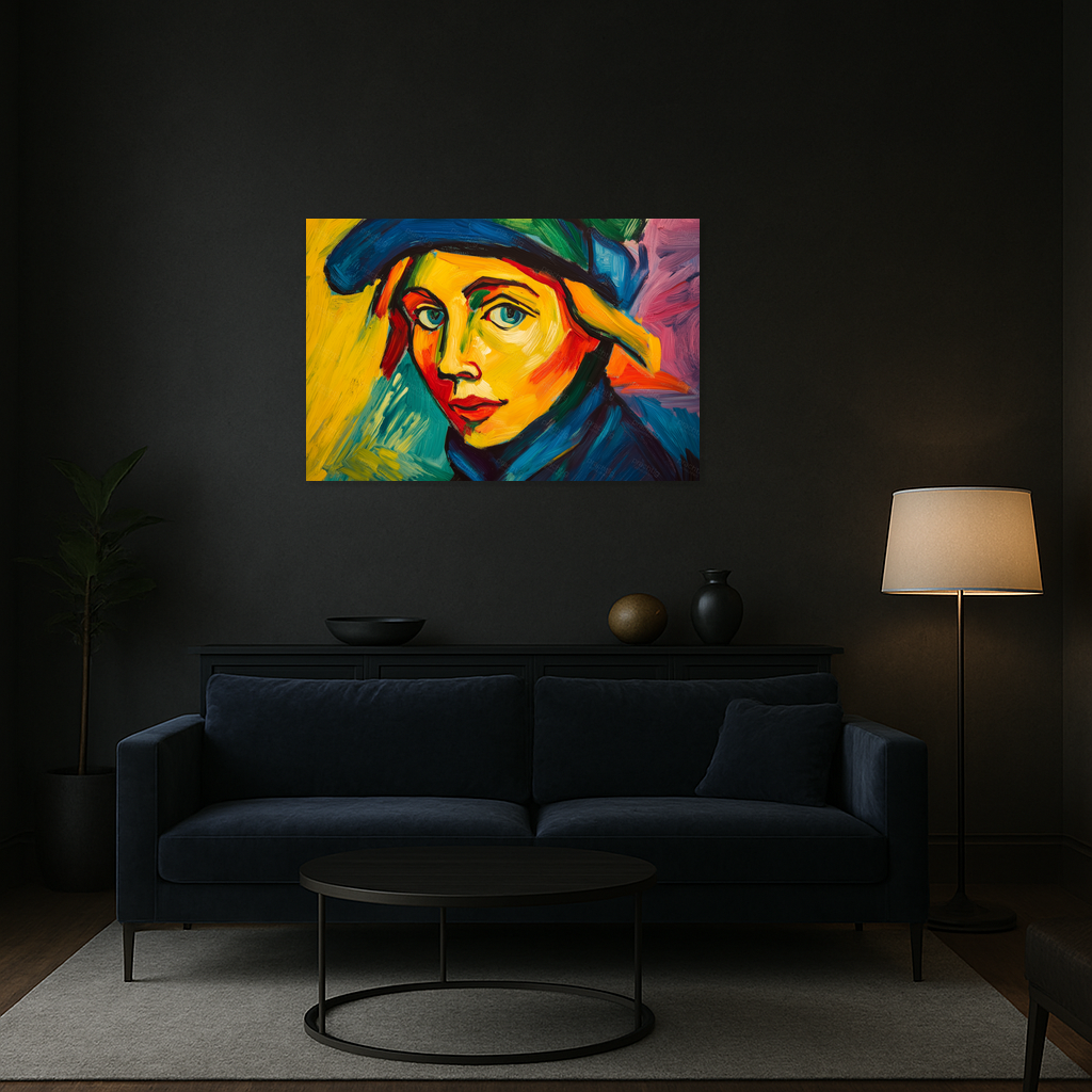 Expressieve Blik in Felle Kleuren
