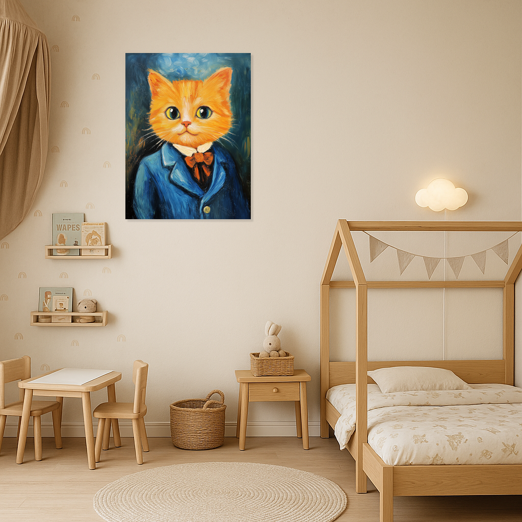 Charmante Kat in Blauw Kostuum