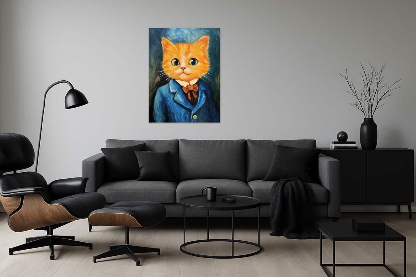 Charmante Kat in Blauw Kostuum
