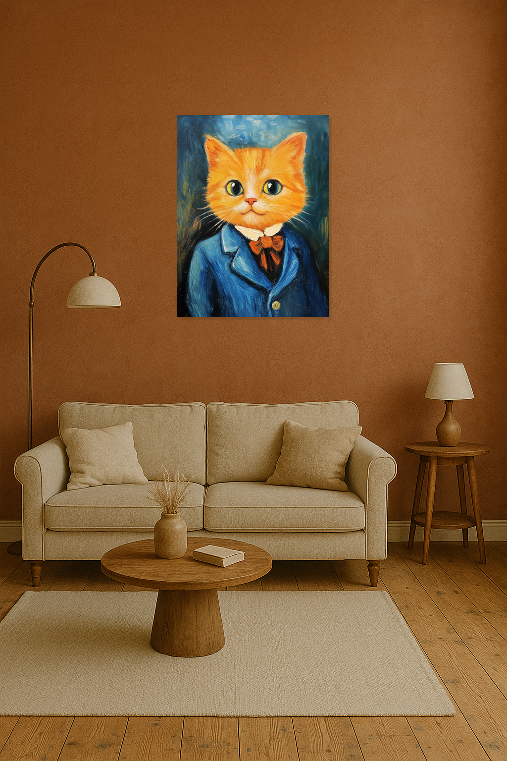 Charmante Kat in Blauw Kostuum
