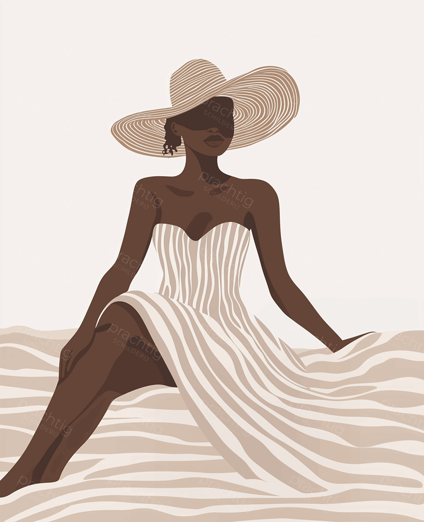 Zomerse vrouw in gestreepte jurk