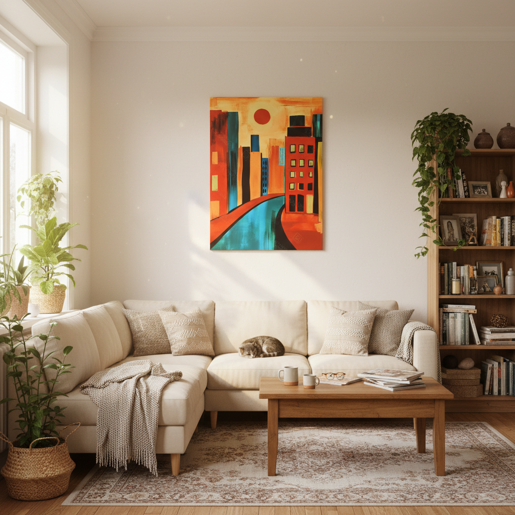 Stadslandschap in Vuur en Licht