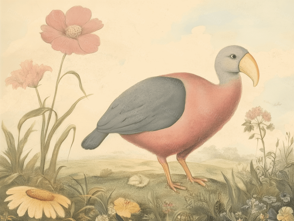 Exotische vogel tussen bloemen