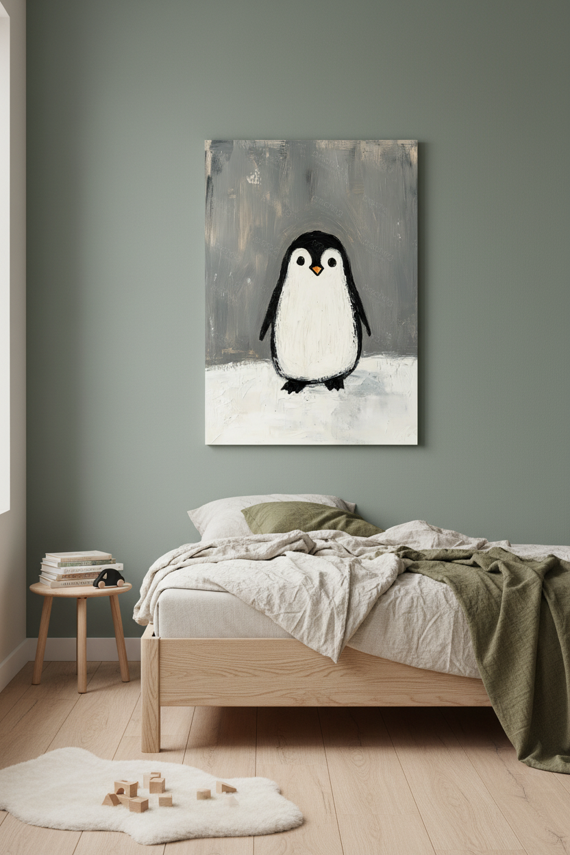 Pinguïn op Winterse Grond