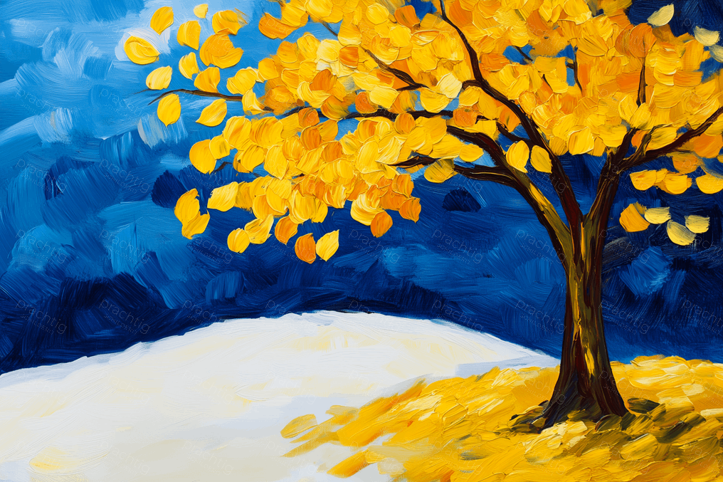 Gouden Boom tegen Blauwe Hemel