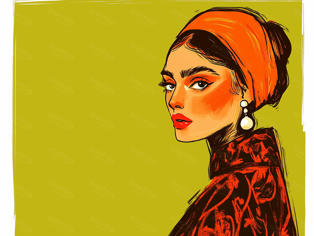 Vintage Dame met Oranje Sjaal