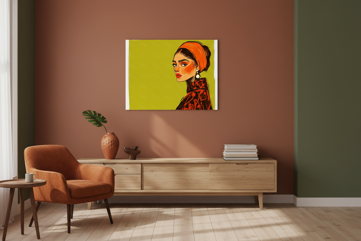 Vintage Dame met Oranje Sjaal