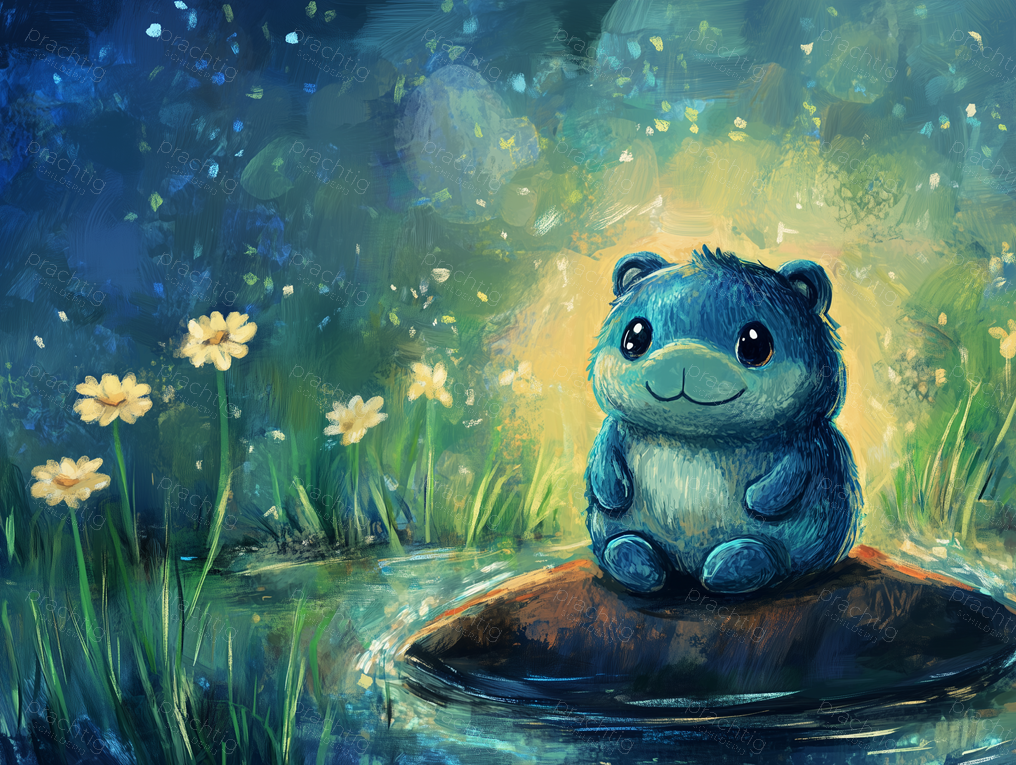 Blauw Beertje in Bloementuin