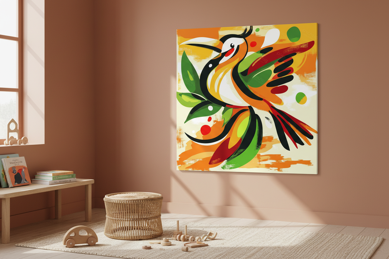 Vogel in Vlucht met Kleurenexplosie