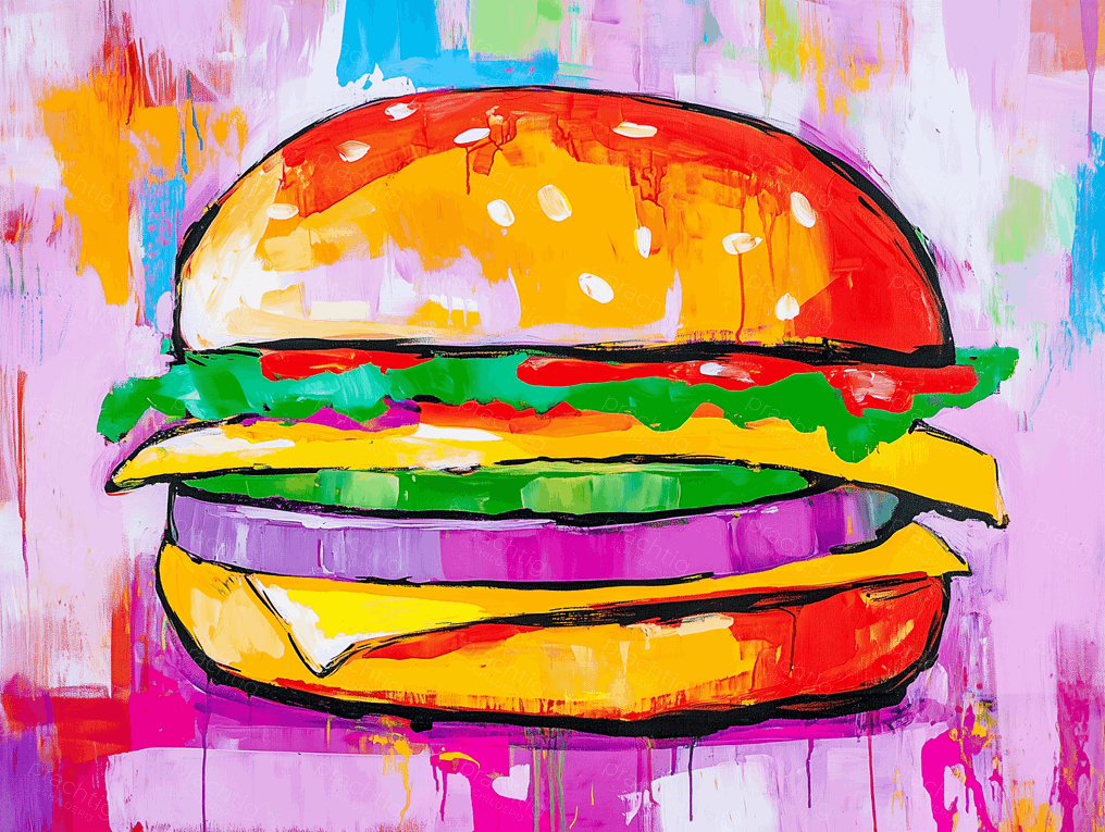 Kleurrijke Burger op Vrolijke Achtergrond