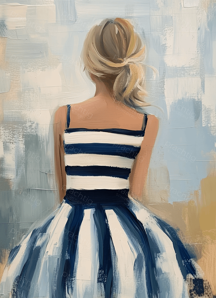 Gestreepte Jurk in Blauwe Tinten