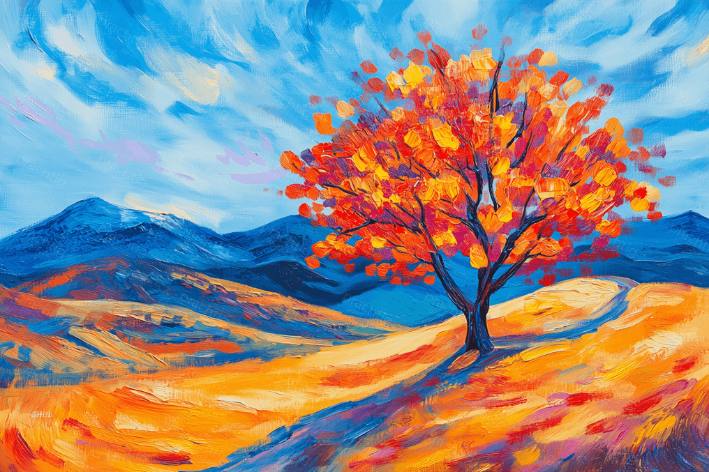 Herfstboom in Berglandschap