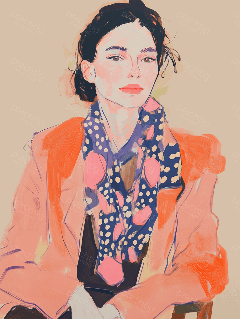 Vrouw in oranje jas met sjaal