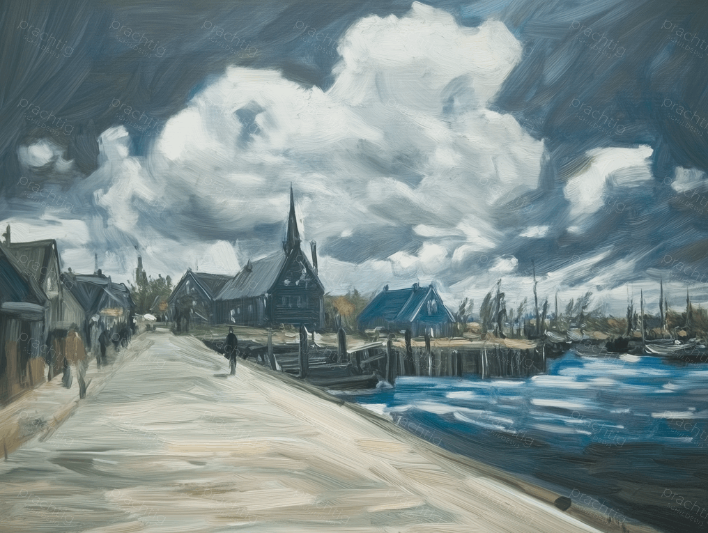 Dramatische wolken boven vissersdorp