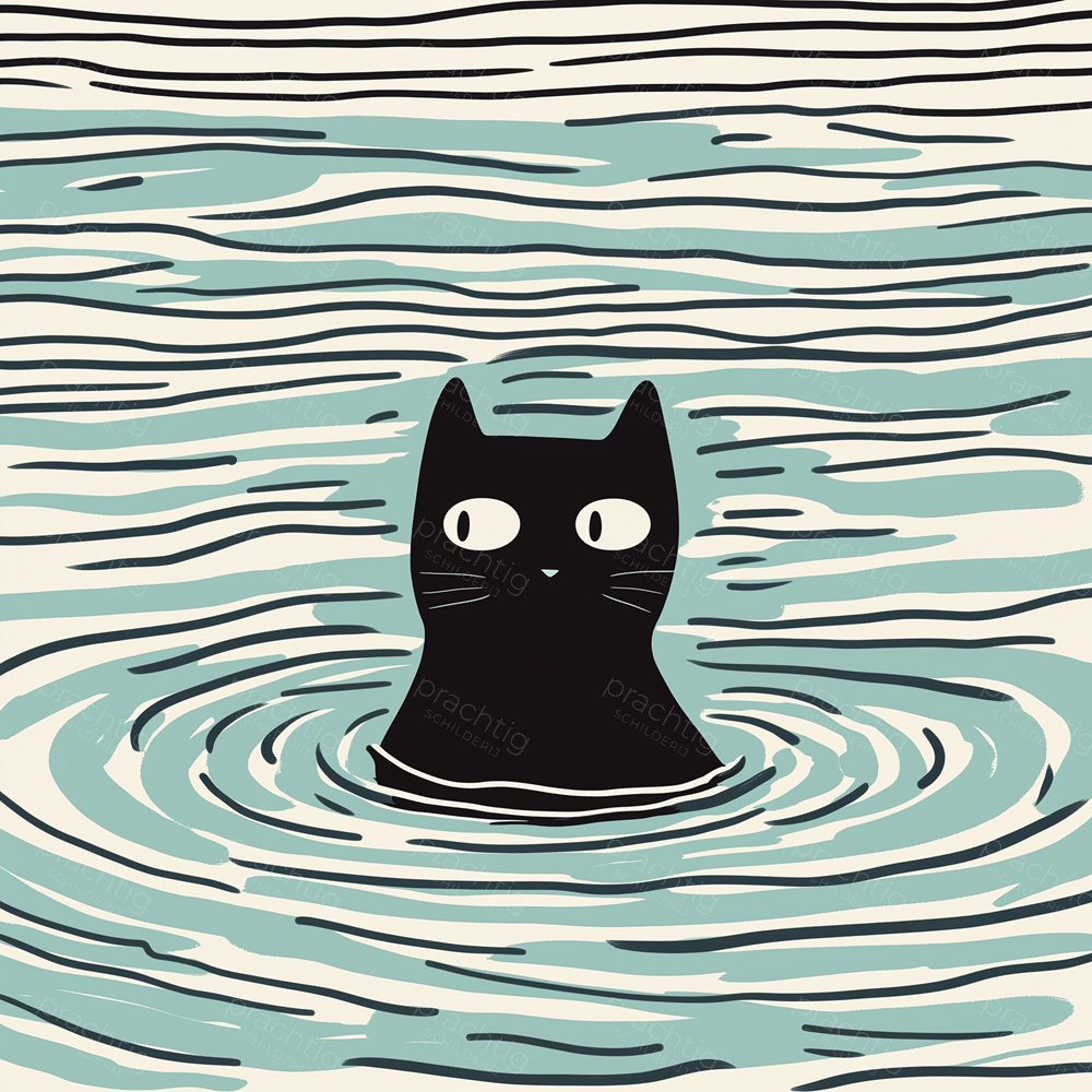 Kijkende kat in het water