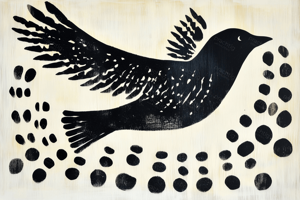 Vogel in vlucht met stippen