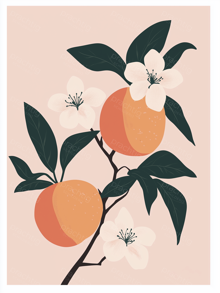 Zonnige Perziken aan Tak