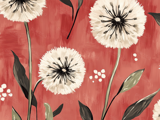 Paardenbloemen op Rode Achtergrond