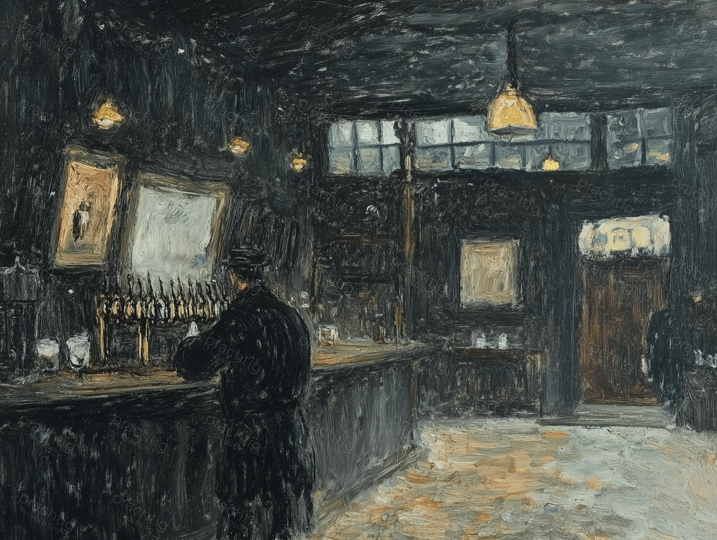 Donkere Bar met Gloedvolle Lampen