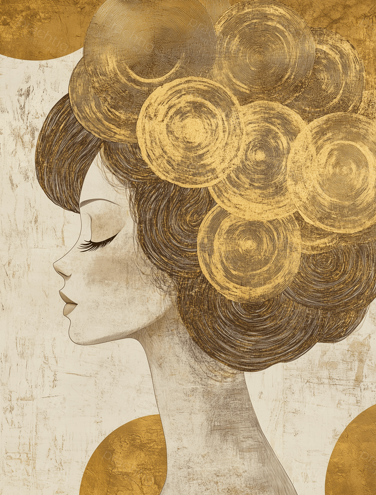 Dromerige Vrouw in Gouden Tinten