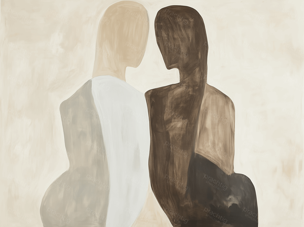 Twee Figuren in Bruin en Beige