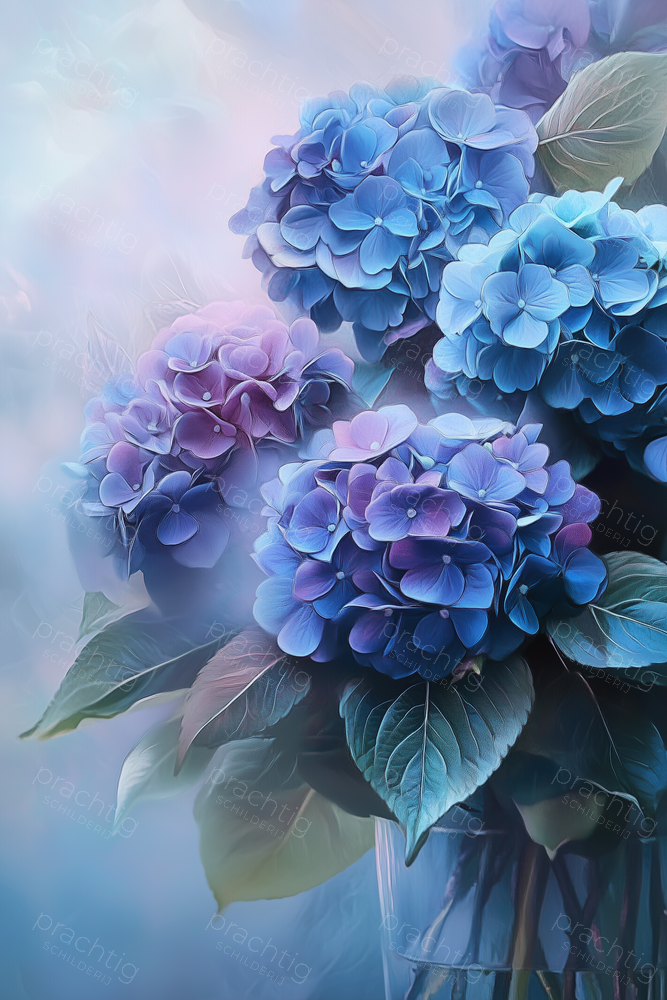 Blauwe Hortensia's in Vaas