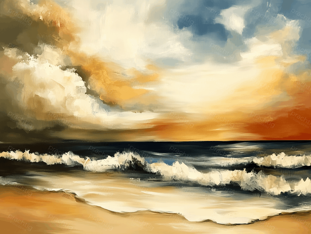 Golvend strand onder dramatische lucht