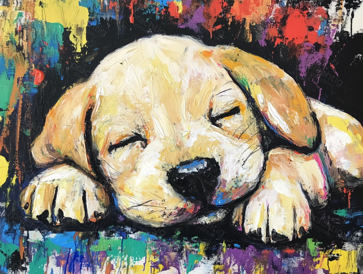 Dromerige Puppy - Kleurrijk Slapende Hond