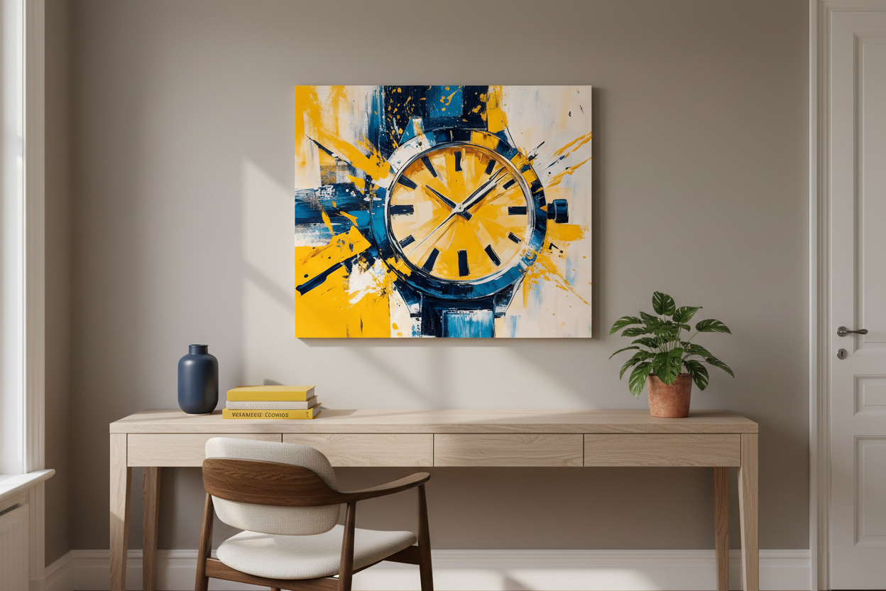 Klok in Geel en Blauw